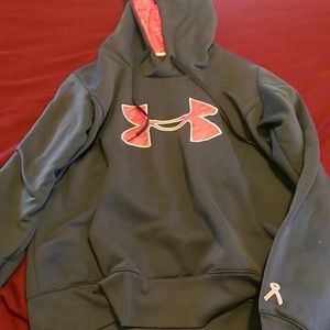 Grey and Pink Under Armour Hoodie