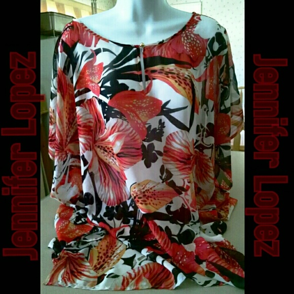 Jennifer Lopez Sheer Keyhole Blouse