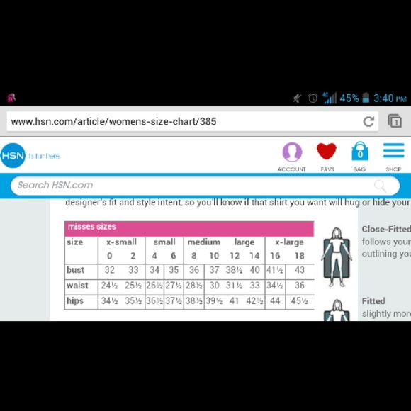 Size chart