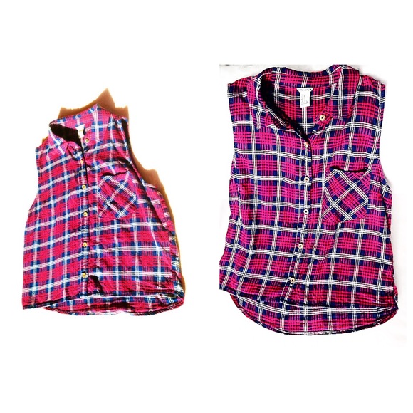 Forever 21 Plaid Button-Up Short Sleeved Shirt