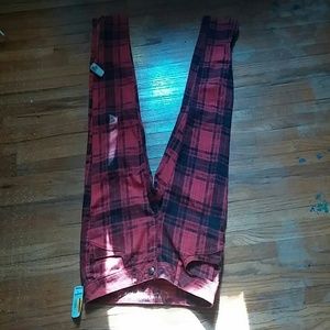 Red Plaid Skinny Jeans
