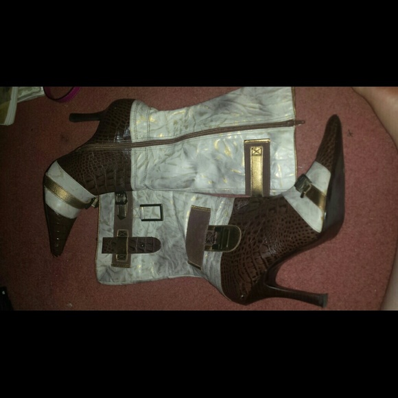 Sergio zelcer patchwork atyle boots with buckles