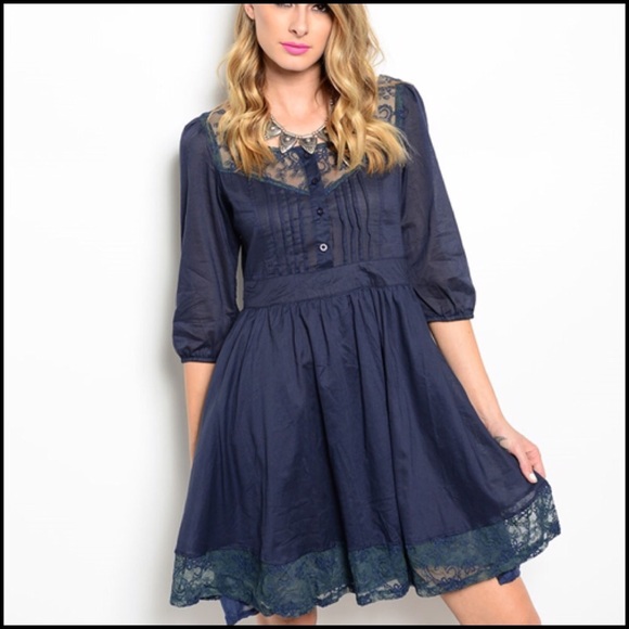✨Host Pick✨ Navy Blue Bohemian Dress - Picture 2 of 3