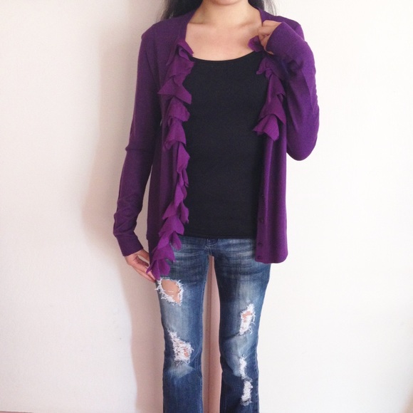 New York & Company Purple Cardigan