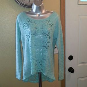 Lace high low sweater