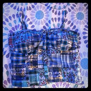 American Rag Macy's bustier style top plaid floral