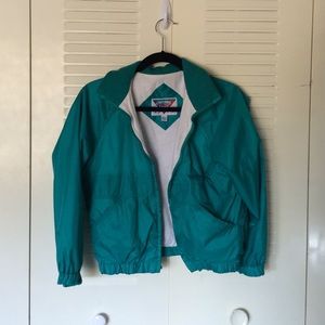 Teal 80s style windbreaker