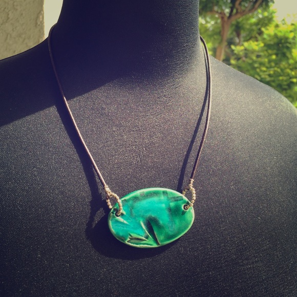 Leather & Ceramic Necklace