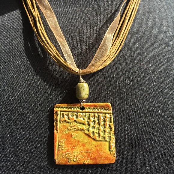 Ceramic Twine Silk Organza Necklace