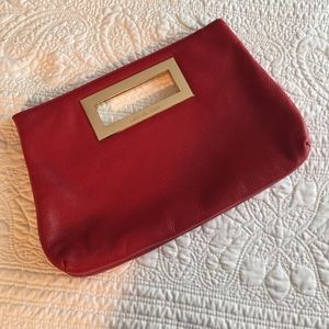 Michael Kors red leather clutch