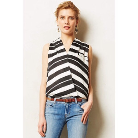 Anthropologie top. Black and white stripe.