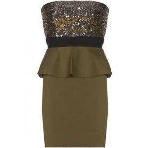 Alice & Olivia Bethany Sequin Bustier Peplum Dress