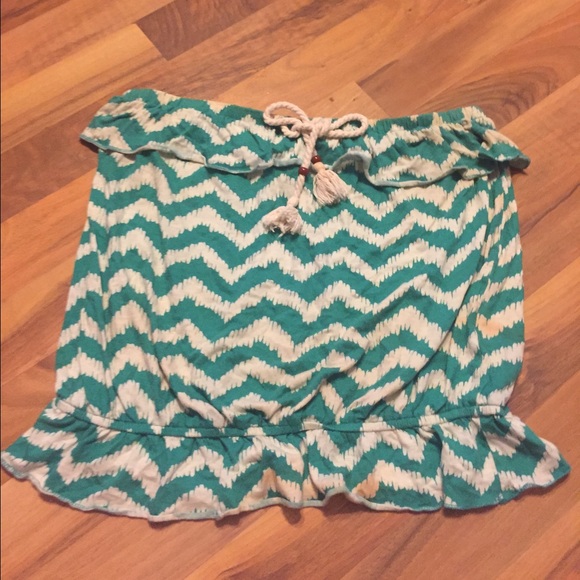 Turquoise and white tube top