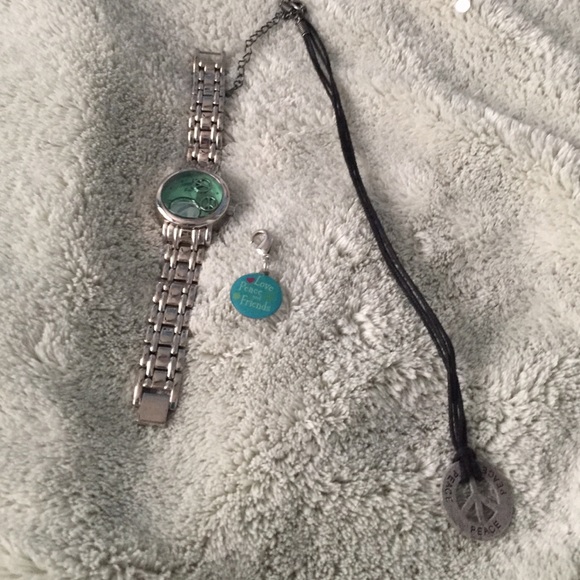 Necklace watch and charm