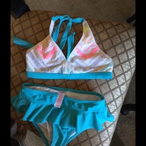 Multi colored Justice girls bathing suit