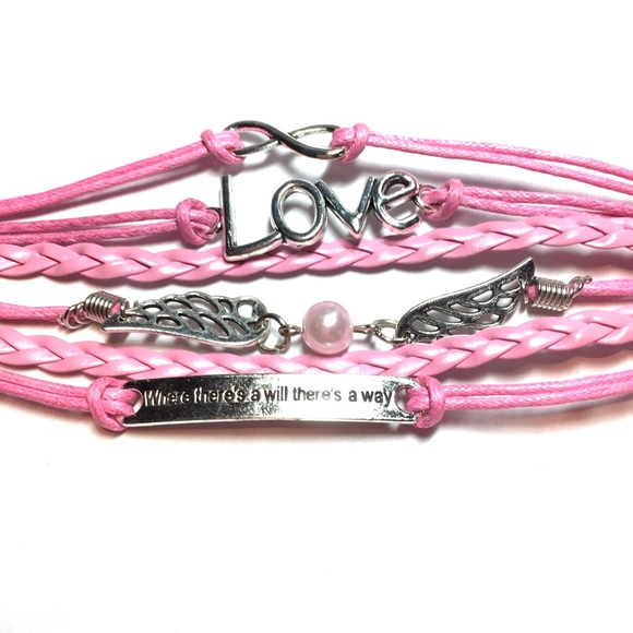 Jewelry - Pink infinity love wings bracelet