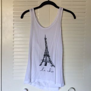 White graphic print tank top
