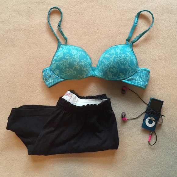 Blue patterned push up bra
