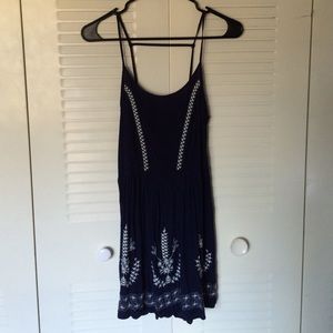 Navy blue embroidered dress