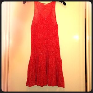 Pleated Sheer Red and White Dress