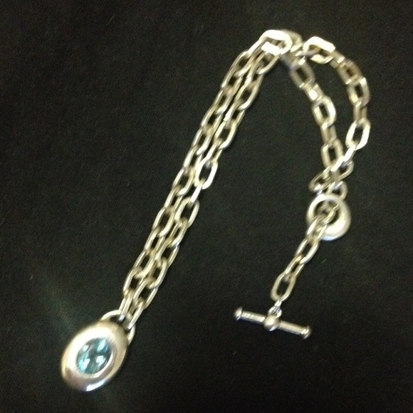 Sterling silver blue Topaz stone choker