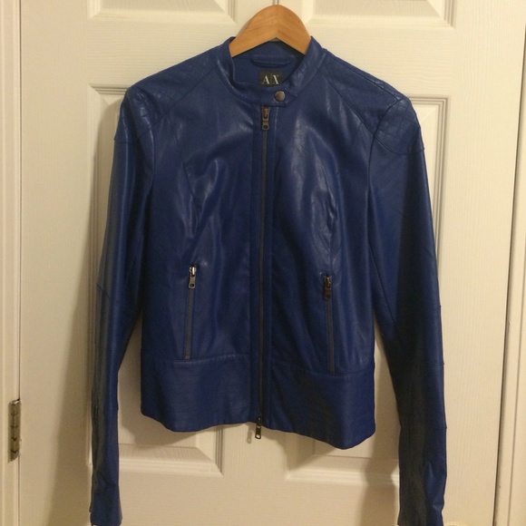 Armani exchange blue biker jacket