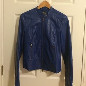 Armani exchange blue biker jacket