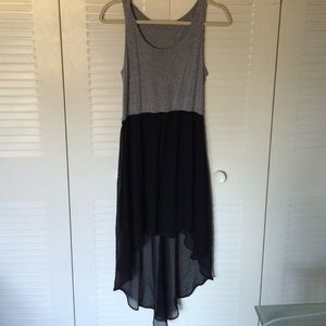 Color block hi-lo chiffon dress