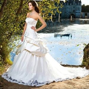 Wedding Dress Ball Gown Train Satin Strapless