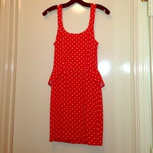 Coral Polka Dot and Peplum Garden Party Dress