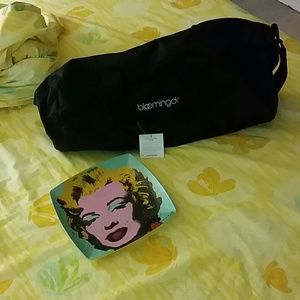 TRADE Monroe plate, Bloomingdale's duffle bag
