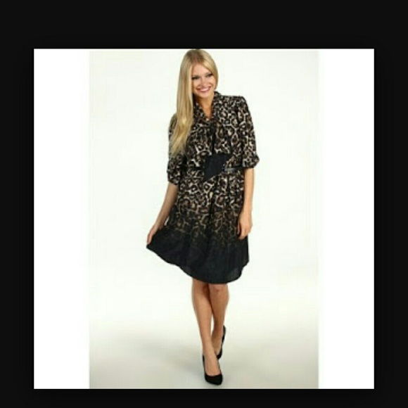 Vince Camuto leopard ombre dress w/ secretary bow.