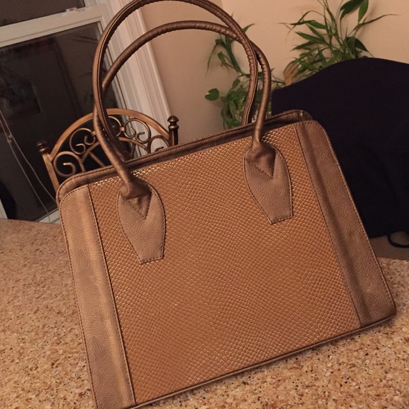 Brown gold handbag