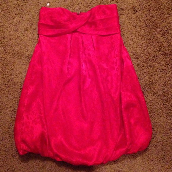 Red Leopard-Print Strapless Bubble Mini Dress