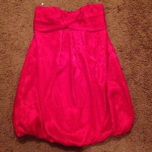 Red Leopard-Print Strapless Bubble Mini Dress