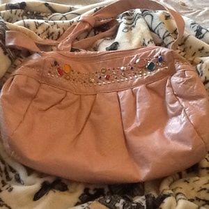 Vintage leather pink rhinestone purse