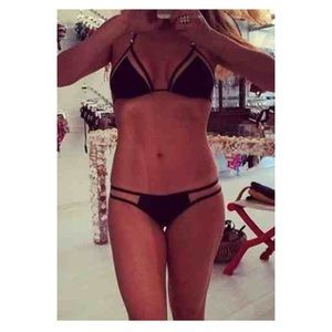 Black w/ see through mesh bathing suit