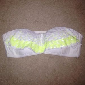 White w/ neon yellow sequins bandeau