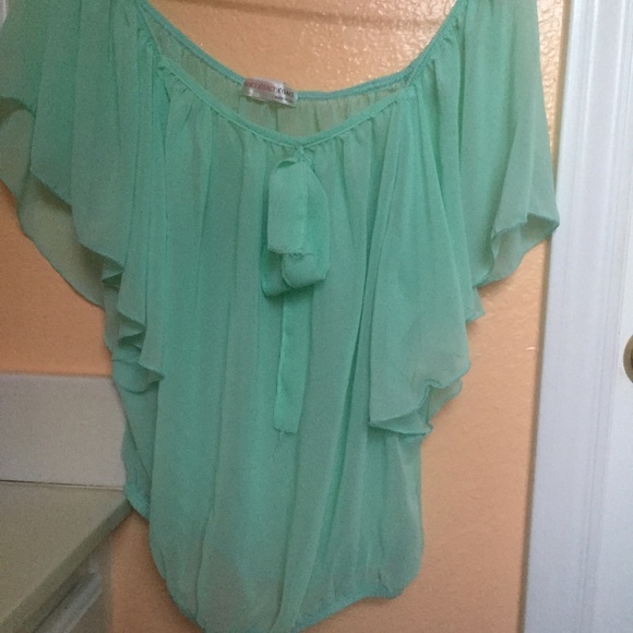Mint sheer top with bow 🎀🎀 from A'gaci