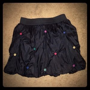 High-waist Black Skirt with Button Embellishments