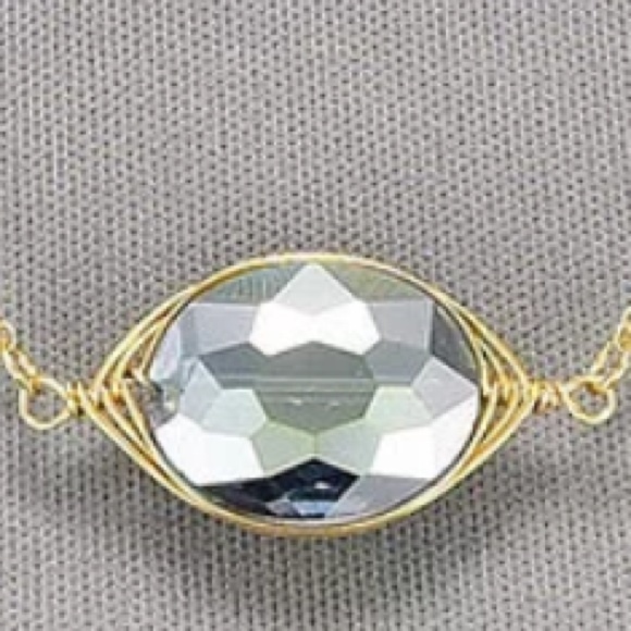 Oval Shaped Clear Pendant Wrapped In Gold - Picture 3 of 4