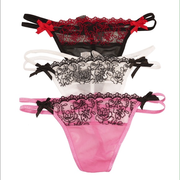 S, 3-pk Floral thongs