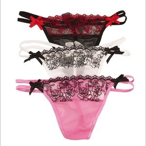 S, 3-pk Floral thongs