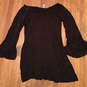 Black top with ruffles sleeves