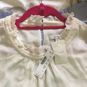 jcrew ivory silk ruffle top