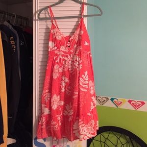 Floral white and coral dress