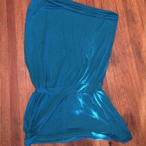 Turquoise one sleeve top