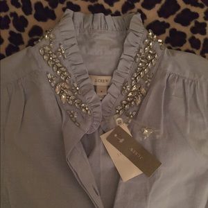 NEW J.crew Tilda Oxford Rhinestone Top