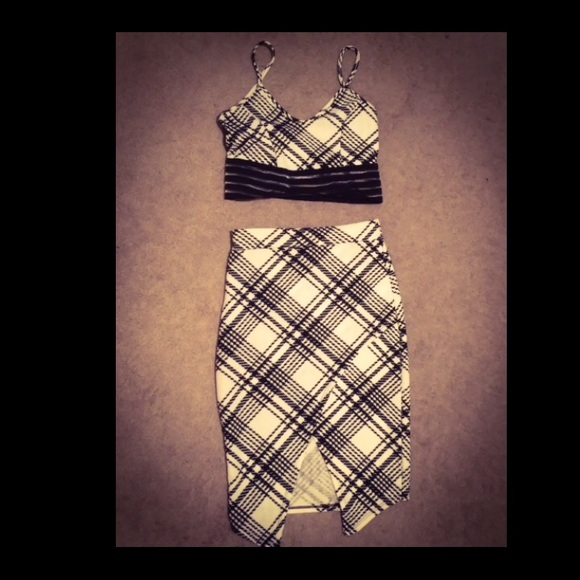 Black and white crop top and skirt