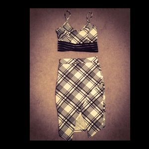 Black and white crop top and skirt